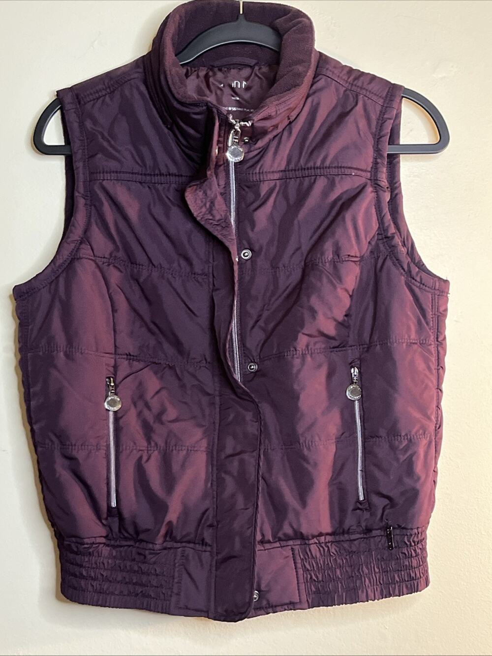 CALVIN KLEIN Plum Purple Quilted Puffer Vest Full Zip Size M